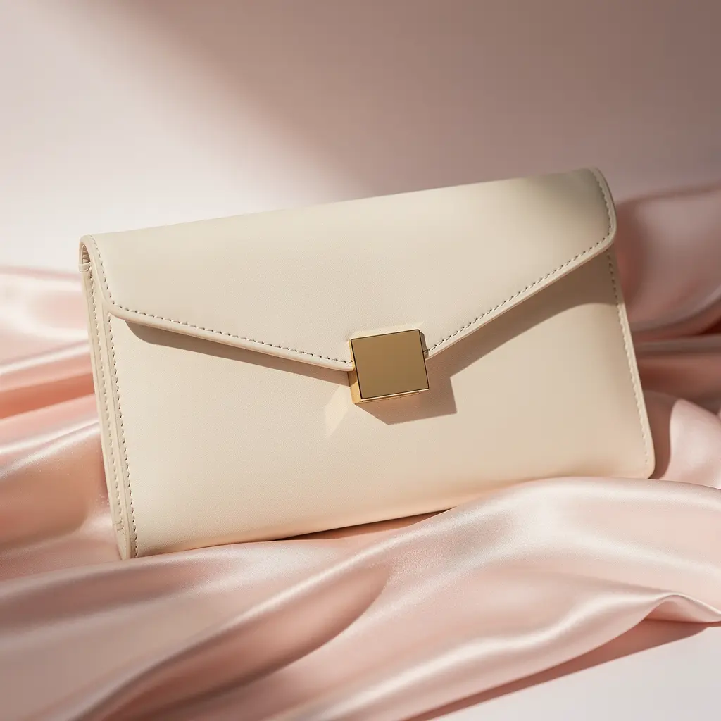 IVOIRE Clutch in Cream Smooth Leather
